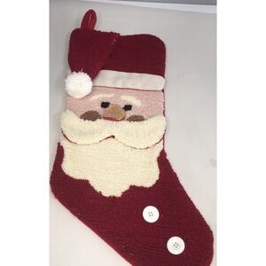 Santa Clause Holiday Christmas  Stocking Chenille Feel‎ Vintage Chestnut Lane